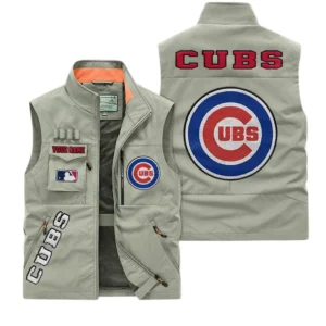 Chicago Cubs MLB Outdoor Sleeveless Vest MLB2002042029, Gift For Fan Chicago Cubs - Khaki
