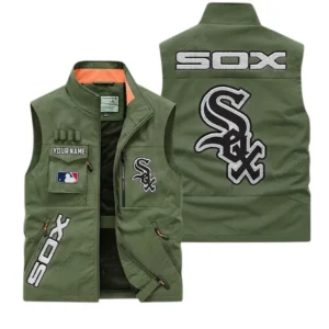 Chicago White Sox MLB Outdoor Sleeveless Vest MLB2002042030, Gift For Fan Chicago White Sox - Army Green