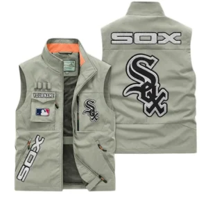 Chicago White Sox MLB Outdoor Sleeveless Vest MLB2002042030, Gift For Fan Chicago White Sox - Khaki