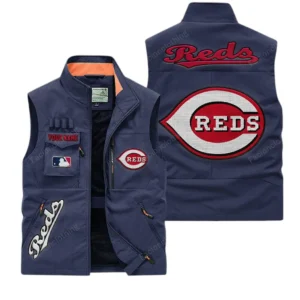 Cincinnati Reds MLB Outdoor Sleeveless Vest MLB2002042031, Gift For Fan Cincinnati Reds - Dark Blue