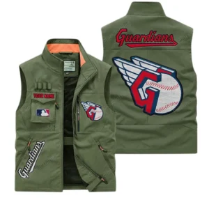 Cleveland Guardians MLB Outdoor Sleeveless Vest MLB2002042032, Gift For Fan Cleveland Guardians - Army Green