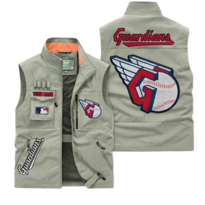 Cleveland Guardians MLB Outdoor Sleeveless Vest MLB2002042032, Gift For Fan Cleveland Guardians - Khaki