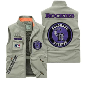 Colorado Rockies MLB Outdoor Sleeveless Vest MLB2002042033, Gift For Fan Colorado Rockies - Khaki