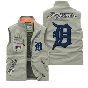 Detroit Tigers MLB Outdoor Sleeveless Vest MLB2002042034, Gift For Fan Detroit Tigers - Khaki