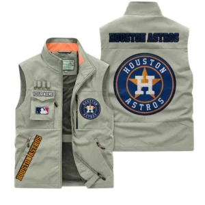Houston Astros MLB Outdoor Sleeveless Vest MLB2002042035, Gift For Fan Houston Astros - Khaki