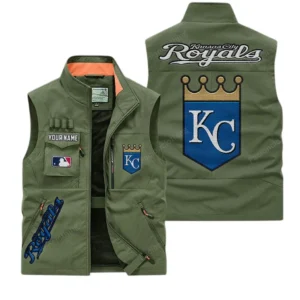 Kansas City Royals MLB Outdoor Sleeveless Vest MLB2002042036, Gift For Fan Kansas City Royals - Army Green