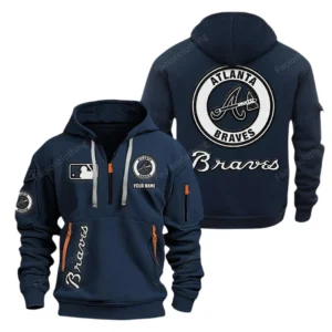 Atlanta Braves MLB Hoodie Half Zipper MLB2102042027, Gift For Fan Atlanta Braves - Navy
