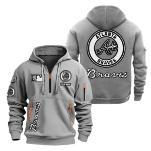 Atlanta Braves MLB Hoodie Half Zipper MLB2102042027, Gift For Fan Atlanta Braves - Grey
