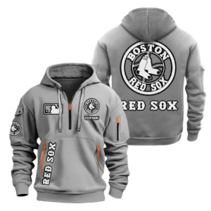 Boston Red Sox MLB Hoodie Half Zipper MLB2102042029, Gift For Fan Boston Red Sox - Grey