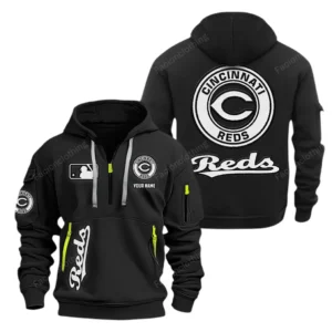 Cincinnati Reds MLB Hoodie Half Zipper MLB2102042032, Gift For Fan Cincinnati Reds - Black