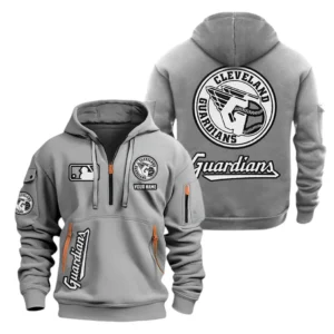 Cleveland Guardians MLB Hoodie Half Zipper MLB2102042033, Gift For Fan Cleveland Guardians - Grey