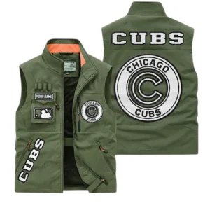 Chicago Cubs MLB Outdoor Sleeveless Vest MLB2202042030, Gift For Fan Chicago Cubs - Army Green