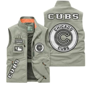Chicago Cubs MLB Outdoor Sleeveless Vest MLB2202042030, Gift For Fan Chicago Cubs - Khaki