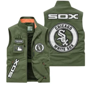 Chicago White Sox MLB Outdoor Sleeveless Vest MLB2202042031, Gift For Fan Chicago White Sox - Army Green