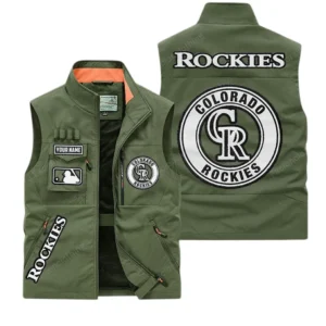 Colorado Rockies MLB Outdoor Sleeveless Vest MLB2202042034, Gift For Fan Colorado Rockies - Army Green