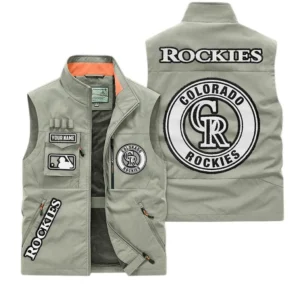 Colorado Rockies MLB Outdoor Sleeveless Vest MLB2202042034, Gift For Fan Colorado Rockies - Khaki