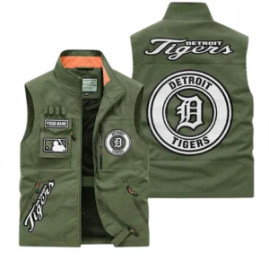 Detroit Tigers MLB Outdoor Sleeveless Vest MLB2202042035, Gift For Fan Detroit Tigers - Army Green