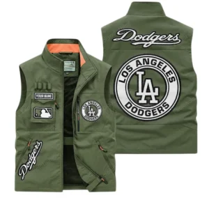 Los Angeles Dodgers MLB Outdoor Sleeveless Vest MLB2202042039, Gift For Fan Los Angeles Dodgers - Army Green