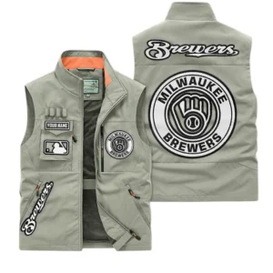 Milwaukee Brewers MLB Outdoor Sleeveless Vest MLB2202042041, Gift For Fan Milwaukee Brewers - Khaki