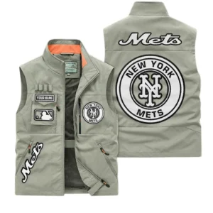 New York Mets MLB Outdoor Sleeveless Vest MLB2202042043, Gift For Fan New York Mets - Khaki