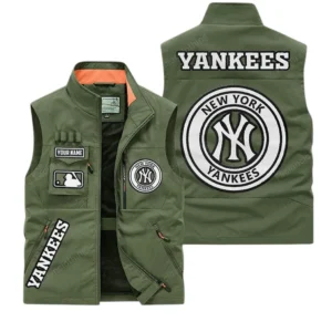New York Yankees MLB Outdoor Sleeveless Vest MLB2202042044, Gift For Fan New York Yankees - Army Green