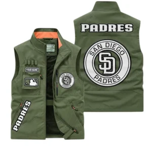 San Diego Padres MLB Outdoor Sleeveless Vest MLB2202042047, Gift For Fan San Diego Padres - Army Green
