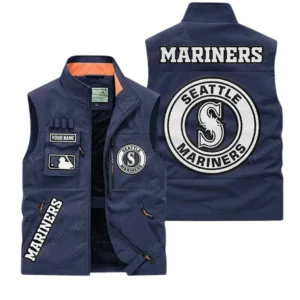Seattle Mariners MLB Outdoor Sleeveless Vest MLB2202042049, Gift For Fan Seattle Mariners - Dark Blue