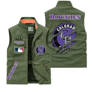 Colorado Rockies MLB Outdoor Sleeveless Vest MLB2302052034, Gift For Fan Colorado Rockies - Army Green