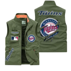 Minnesota Twins MLB Outdoor Sleeveless Vest MLB2302052042, Gift For Fan Minnesota Twins - Army Green