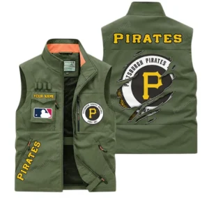 Pittsburgh Pirates MLB Outdoor Sleeveless Vest MLB2302052046, Gift For Fan Pittsburgh Pirates - Army Green