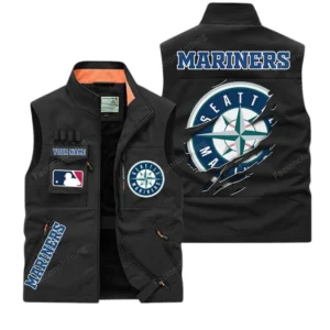 Seattle Mariners MLB Outdoor Sleeveless Vest MLB2302052049, Gift For Fan Seattle Mariners - Black