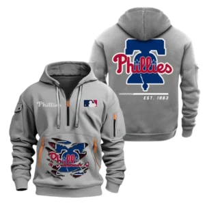 Philadelphia Phillies MLB Hoodie Half Zipper MLB2402052045, Gift For Fan Philadelphia Phillies - Grey