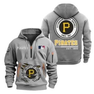 Pittsburgh Pirates MLB Hoodie Half Zipper MLB2402052046, Gift For Fan Pittsburgh Pirates - Grey
