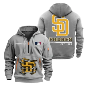 San Diego Padres MLB Hoodie Half Zipper MLB2402052047, Gift For Fan San Diego Padres - Grey