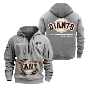 San Francisco Giants MLB Hoodie Half Zipper MLB2402052048, Gift For Fan San Francisco Giants - Grey
