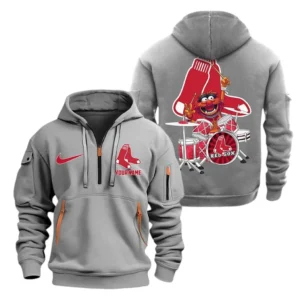 Boston Red Sox MLB Hoodie Half Zipper MLB2502052029, Gift For Fan Boston Red Sox - Grey