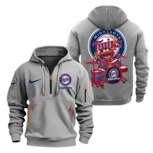 Minnesota Twins MLB Hoodie Half Zipper MLB2502052042, Gift For Fan Minnesota Twins - Grey