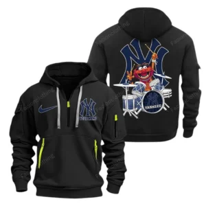 New York Yankees MLB Hoodie Half Zipper MLB2502052044, Gift For Fan New York Yankees - Black