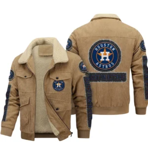 Houston Astros MLB Thickened Corduroy Jacket MLB2602052036, Gift For Fan Houston Astros - Khaki