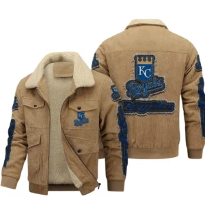 Kansas City Royals MLB Thickened Corduroy Jacket MLB2602052037, Gift For Fan Kansas City Royals - Khaki