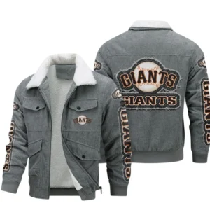 San Francisco Giants MLB Thickened Corduroy Jacket MLB2602052048, Gift For Fan San Francisco Giants - Grey