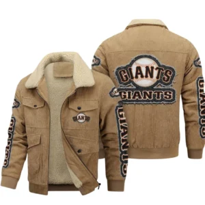 San Francisco Giants MLB Thickened Corduroy Jacket MLB2602052048, Gift For Fan San Francisco Giants - Khaki