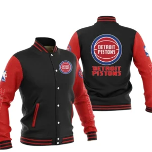 Detroit Pistons Baseball Jacket NBA82210125020 - Gift For Fan Detroit Pistons -Red Black