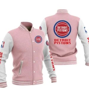 Detroit Pistons Baseball Jacket NBA82210125020 - Gift For Fan Detroit Pistons -Pink