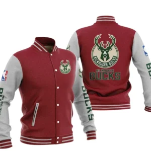 Milwaukee Bucks Baseball Jacket NBA82210125028 - Gift For Fan Milwaukee Bucks -Dark Red
