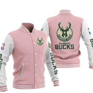 Milwaukee Bucks Baseball Jacket NBA82210125028 - Gift For Fan Milwaukee Bucks -Pink