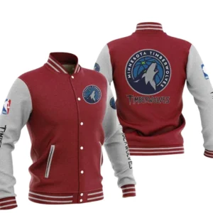 Minnesota Timberwolves Baseball Jacket NBA82210125029 - Gift For Fan Minnesota Timberwolves -Dark Red
