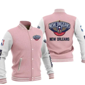 New Orleans Pelicans Baseball Jacket NBA82210125030 - Gift For Fan New Orleans Pelicans -Pink