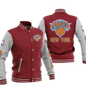 New York Knicks Baseball Jacket NBA82210125031 - Gift For Fan New York Knicks -Dark Red