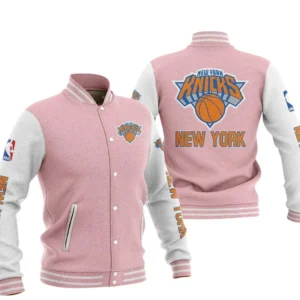 New York Knicks Baseball Jacket NBA82210125031 - Gift For Fan New York Knicks -Pink